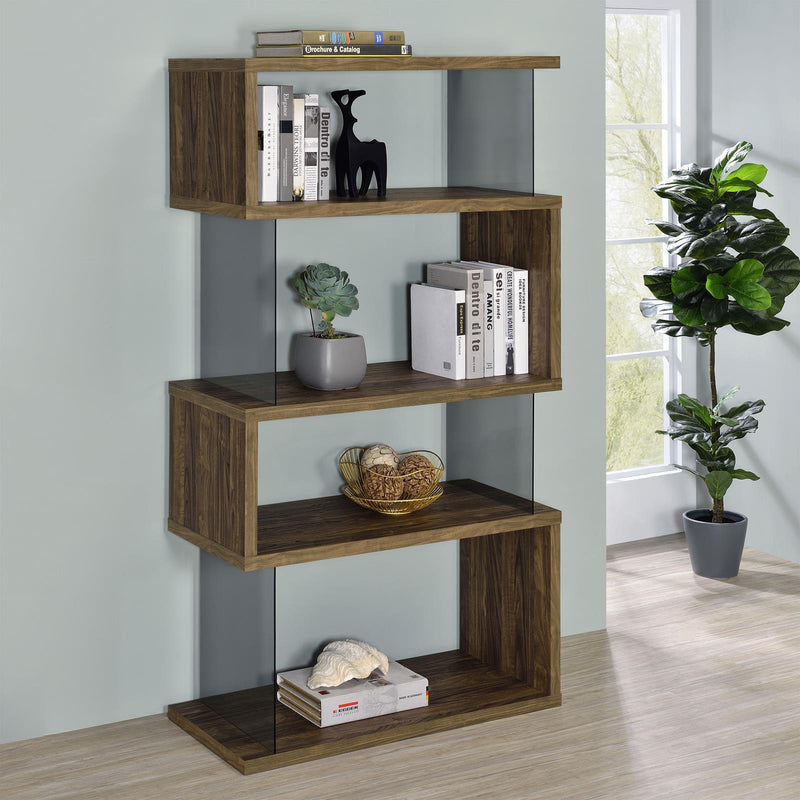 Coaster Furniture Emelle 802339 4-shelf Bookcase with Glass Panels IMAGE 2