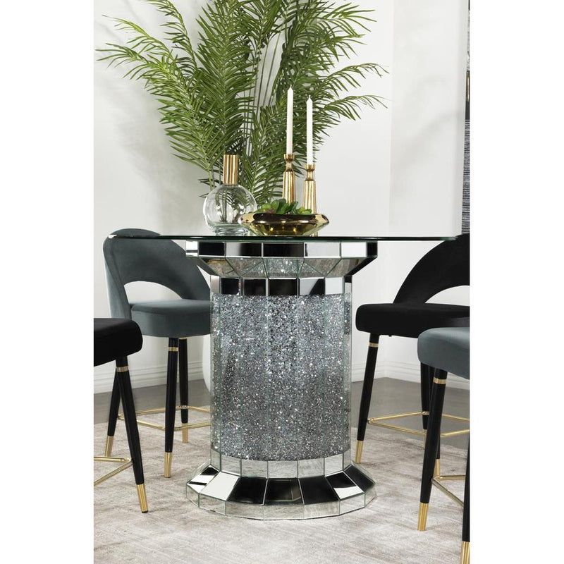 Coaster Furniture Round Ellie Counter Height Dining Table with Glass Top and Pedestal Base 115558 IMAGE 2