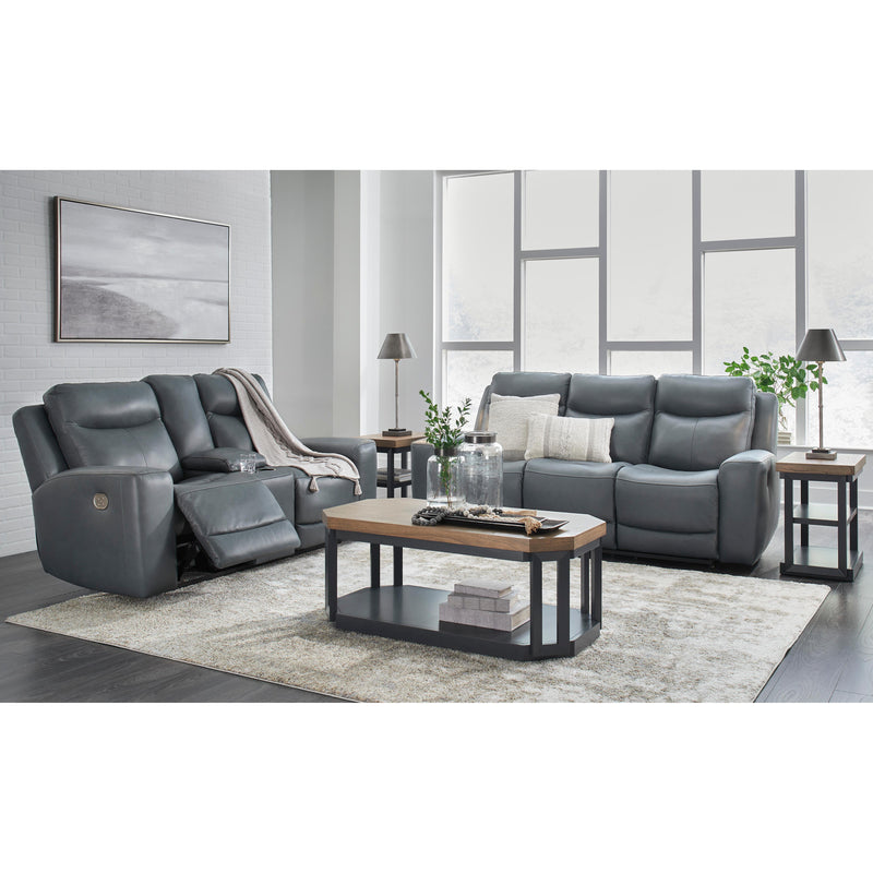 Signature Design by Ashley Mindanao Power Reclining Leather Match Loveseat U5950418 IMAGE 15