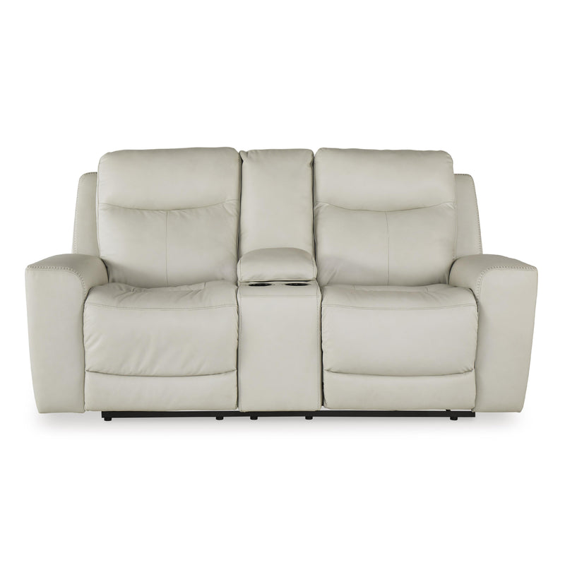 Signature Design by Ashley Mindanao Power Reclining Leather Match Loveseat U5950518 IMAGE 3