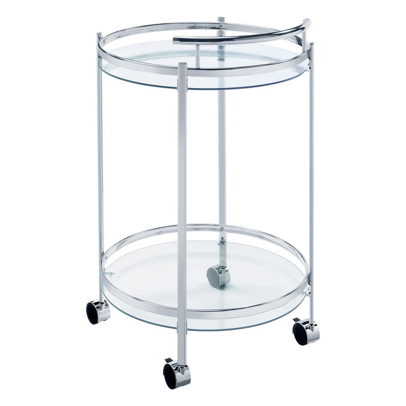 Coaster Furniture Chrissy 181367 Round Glass Bar Cart - Chrome IMAGE 5