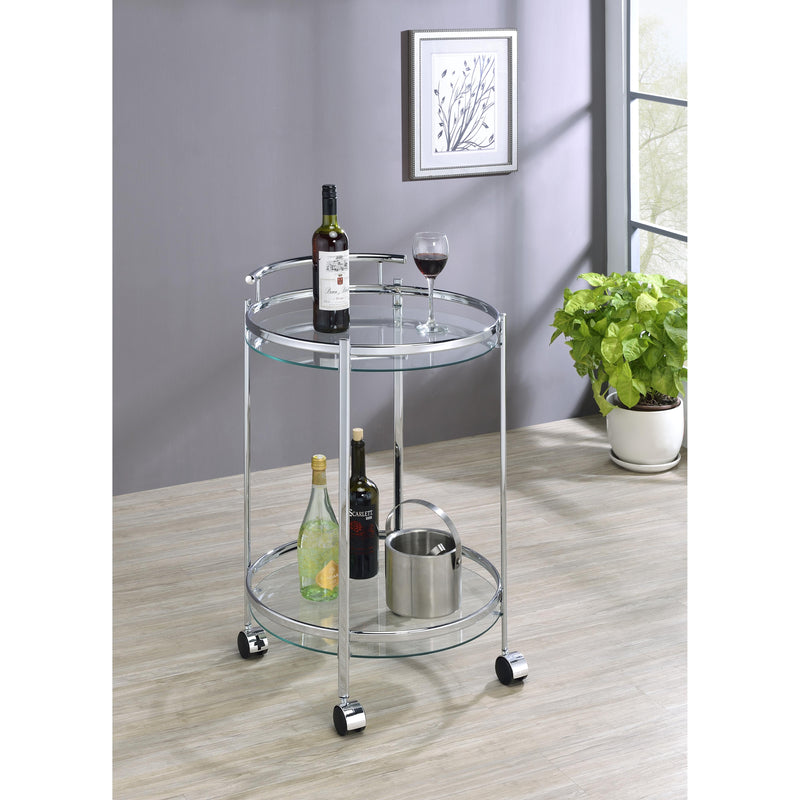 Coaster Furniture Chrissy 181367 Round Glass Bar Cart - Chrome IMAGE 6