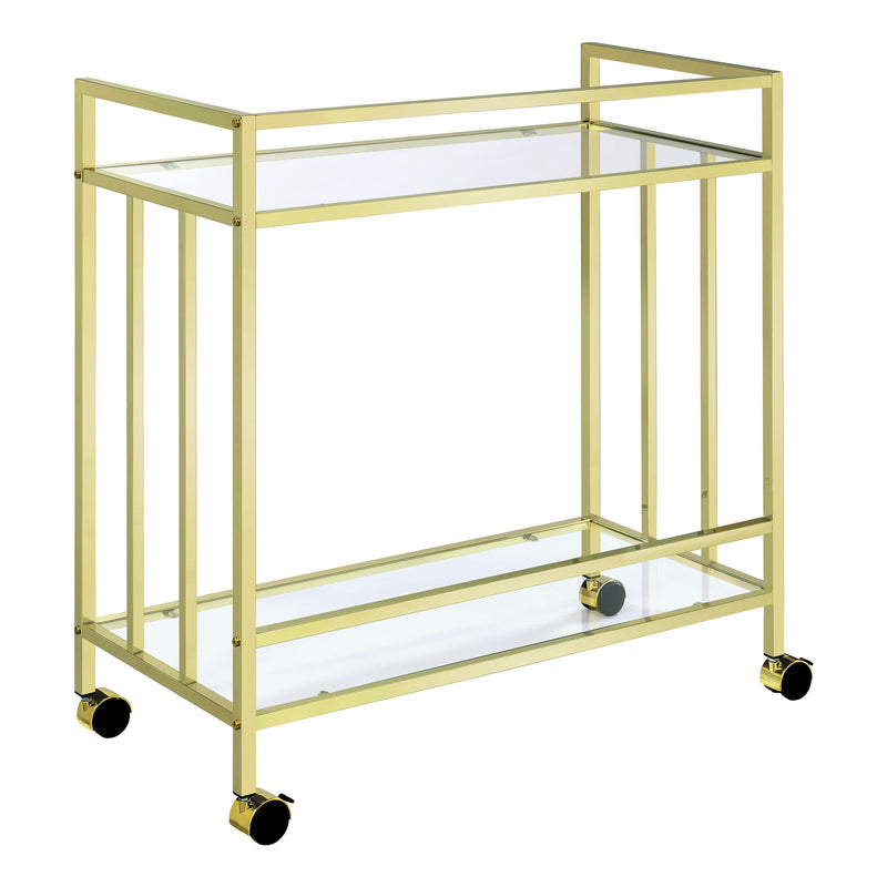 Coaster Furniture Cara 181381 Rectangular Glass Bar Cart - Brass IMAGE 6