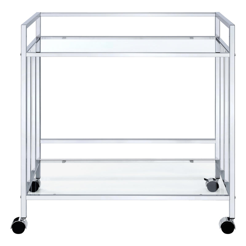 Coaster Furniture Cara 181382 Rectangular Glass Bar Cart - Chrome IMAGE 2