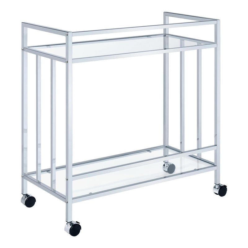 Coaster Furniture Cara 181382 Rectangular Glass Bar Cart - Chrome IMAGE 6