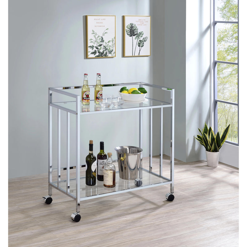 Coaster Furniture Cara 181382 Rectangular Glass Bar Cart - Chrome IMAGE 7