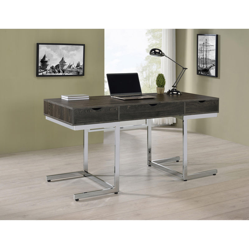 Coaster Furniture Noorvik 881571 3-Drawer Writing Desk - Dark Oak/Chrome IMAGE 3