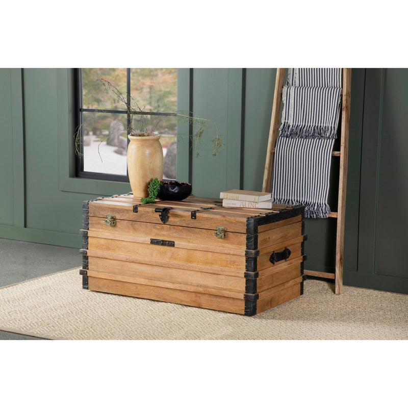 Coaster Furniture Simmons 959553 Rectangular Storage Trunk - Natural/Black IMAGE 2