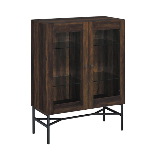 Coaster Furniture Bonilla 959625 2-Door Accent Cabinet with Glass Shelves - Dark Pine/Gunmetal IMAGE 1