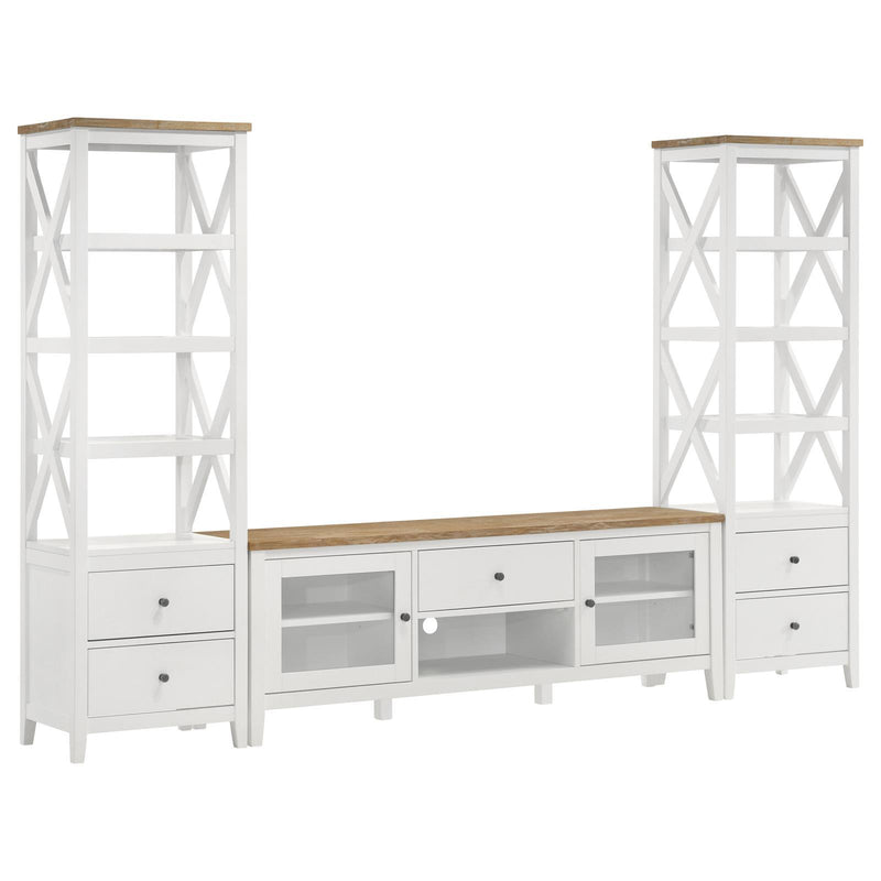 Coaster Furniture Angela 708253-SET 3-piece Entertainment Center with 67" TV Stand - Brown/White IMAGE 1