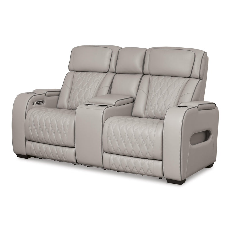 Signature Design by Ashley Boyington Power Reclining Leather Match Loveseat U2710518 IMAGE 1