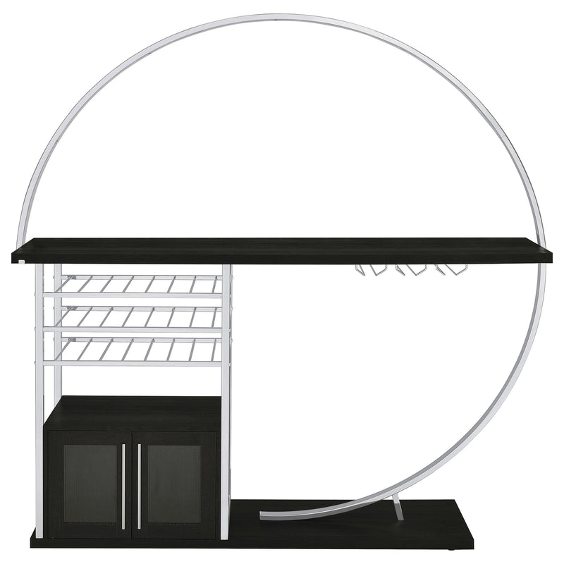 Coaster Furniture Risley 182799 2-Door Circular LED Home Bar with Wine Storage - Dark Charcoal IMAGE 4