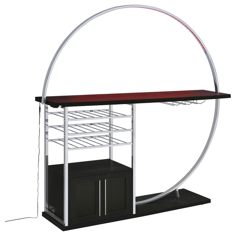 Coaster Furniture Risley 182799 2-Door Circular LED Home Bar with Wine Storage - Dark Charcoal IMAGE 9