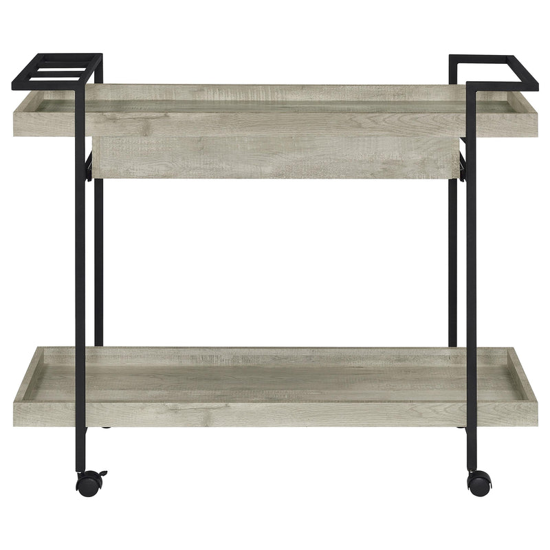 Coaster Furniture Ventura 181005 2-Tier Bar Cart with Storage Drawer - Grey Driftwood IMAGE 7