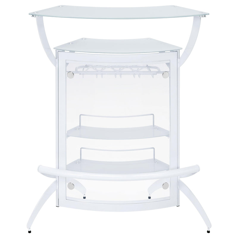 Coaster Furniture Dallas 182136 2-shelf Home Bar - White/Frosted Glass IMAGE 3