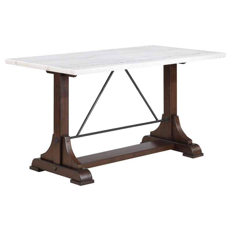 Coaster Furniture Aldrich Counter Height Dining Table with Marble Top and Trestle Base 182438 IMAGE 1