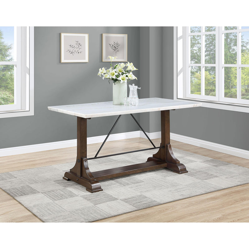 Coaster Furniture Aldrich Counter Height Dining Table with Marble Top and Trestle Base 182438 IMAGE 2