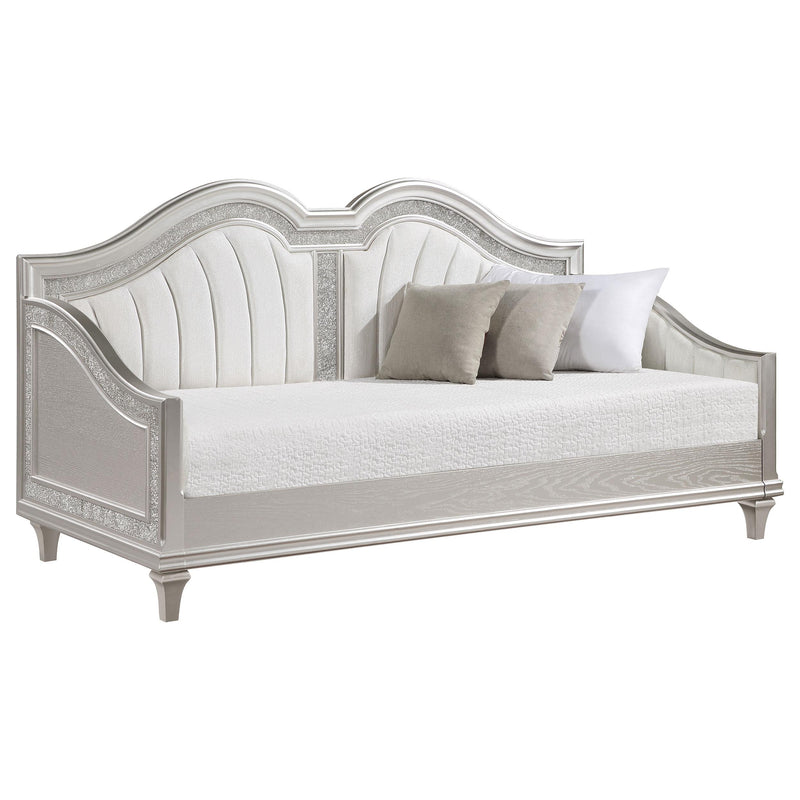 Coaster Furniture Evangeline 360121 Upholstered Twin Daybed with Faux Diamond Trim - Silver/Ivory IMAGE 3