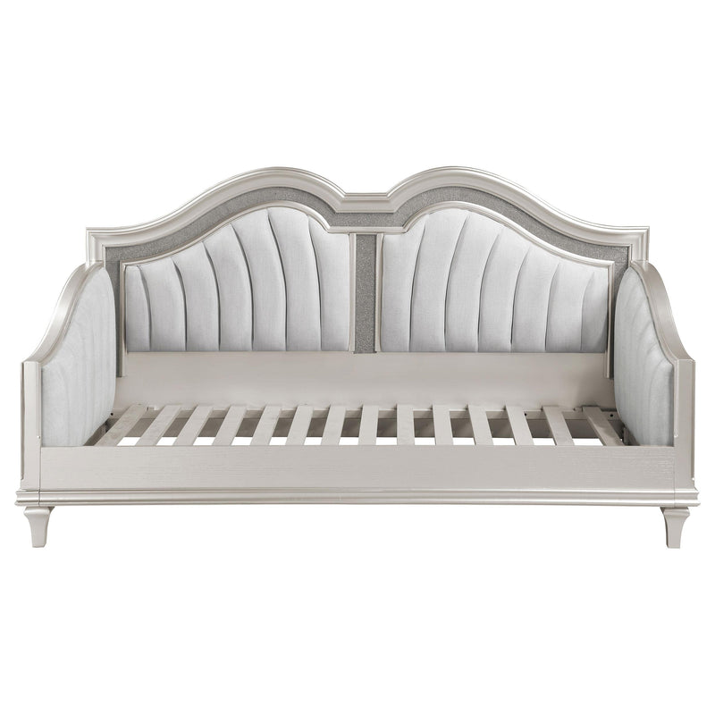 Coaster Furniture Evangeline 360121 Upholstered Twin Daybed with Faux Diamond Trim - Silver/Ivory IMAGE 4