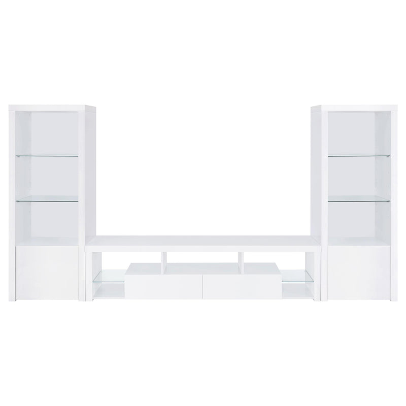 Coaster Furniture Jude 704251-SET 3-Piece Entertainment Center with 71" TV Stand - White High Gloss IMAGE 1