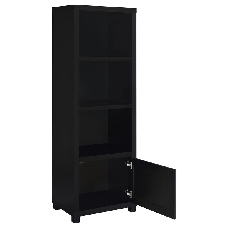 Coaster Furniture Jupiter 707756 3-Shelf Media Tower Bookcase with Storage Cabinet - Black IMAGE 3