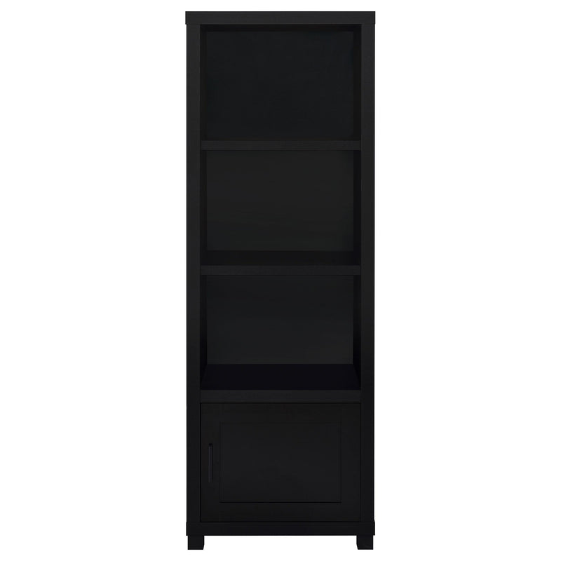 Coaster Furniture Jupiter 707756 3-Shelf Media Tower Bookcase with Storage Cabinet - Black IMAGE 4