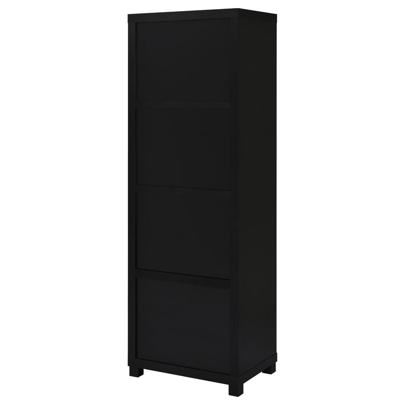 Coaster Furniture Jupiter 707756 3-Shelf Media Tower Bookcase with Storage Cabinet - Black IMAGE 8