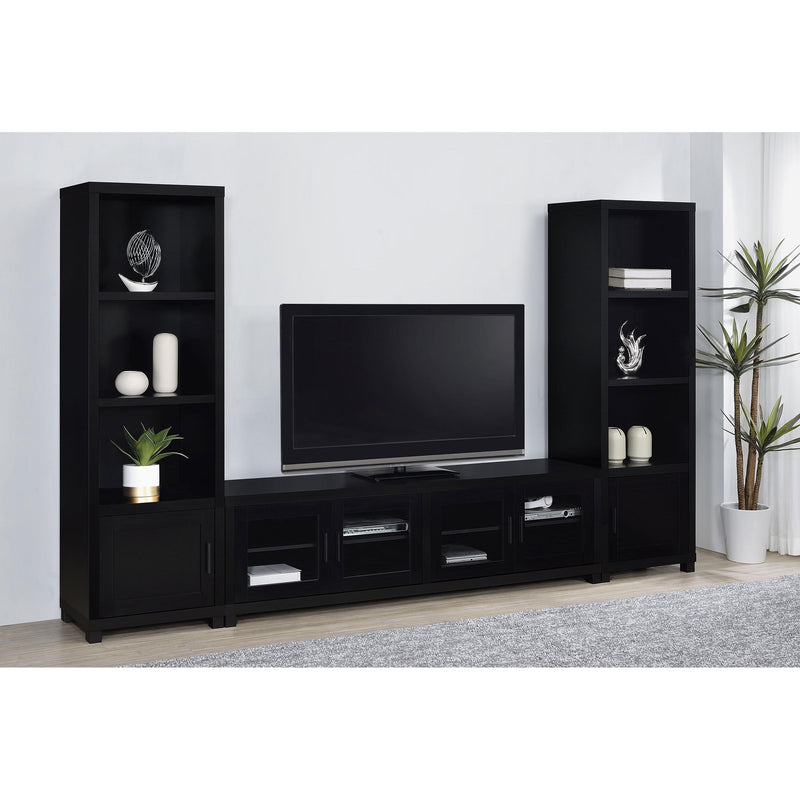 Coaster Furniture Jupiter 707756 3-Shelf Media Tower Bookcase with Storage Cabinet - Black IMAGE 9