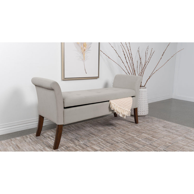 Coaster Furniture Farrah 910238 Upholstered Rolled Arms Storage Bench - Beige/Brown IMAGE 2