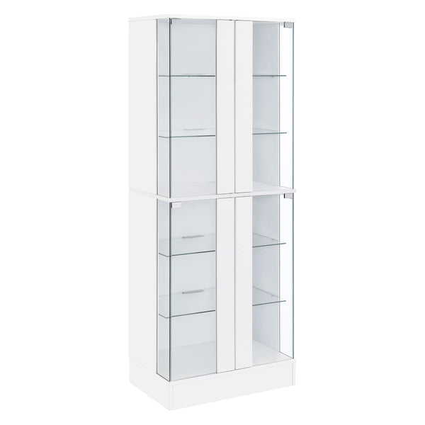 Coaster Furniture Cabra 950397 Display Case Curio Cabinet with Glass Shelves and LED Lighting - White High Gloss IMAGE 1