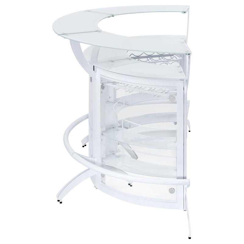 Coaster Furniture Dallas 182136-S3 Curved Bar Unit - White/Frosted Glass IMAGE 5